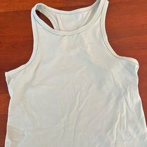 Lululemon align waist-length racer back tank top. Sz 12 silver blue color